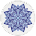 BLUE MANDALA FLOWER BLACK TIRE COVER
