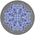 BLUE MANDALA FLOWER SILVER CARBON FIBER TIRE COVER
