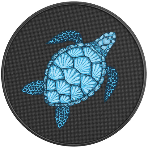 BLUE SEA TURTLE PEARL  WHITE CARBON FIBER TIRE COVER