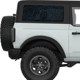 BLUE TOPOGRAPHIC MAP QUARTER WINDOW DECAL FITS 2021+ FORD BRONCO 2 DOOR HARD TOP