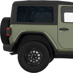 BLUE TOPOGRAPHIC MAP QUARTER WINDOW DECAL FITS 2011-2018 JEEP WRANGLER 2 DOOR HARD TOP JK