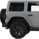BLUE TOPOGRAPHIC MAP QUARTER WINDOW DECAL FITS 2011-2018 JEEP WRANGLER 4 DOOR HARD TOP JKU