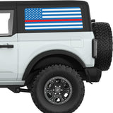 BLUE WHITE WITH RED LINE AMERICAN FLAG QUARTER WINDOW DECAL FITS 2021+ FORD BRONCO 2 DOOR HARD TOP