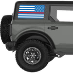 BLUE WHITE WITH RED LINE AMERICAN FLAG QUARTER WINDOW DECAL FITS 2021+ FORD BRONCO 4 DOOR HARD TOP