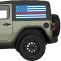 BLUE WHITE WITH RED LINE AMERICAN FLAG QUARTER WINDOW DECAL FITS 2018+ JEEP WRANGLER 2 DOOR HARD TOP JL