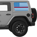 BLUE WHITE WITH RED LINE AMERICAN FLAG QUARTER WINDOW DECAL FITS 2018+ JEEP WRANGLER 4 DOOR HARD TOP JLU