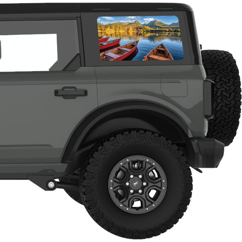 BOATS MOUNTAINS LANDSCAPE QUARTER WINDOW DECAL FITS 2021+ FORD BRONCO 4 DOOR HARD TOP