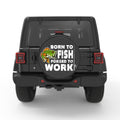 BORN TO FISH FORSED TO WORK PEARL  WHITE CARBON FIBER TIRE COVER