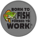 BORN TO FISH FORSED TO WORK SILVER CARBON FIBER TIRE COVER