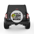 BORN TO FISH FORSED TO WORK SILVER CARBON FIBER TIRE COVER
