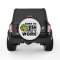 BORN TO FISH FORSED TO WORK PEARL  WHITE CARBON FIBER TIRE COVER