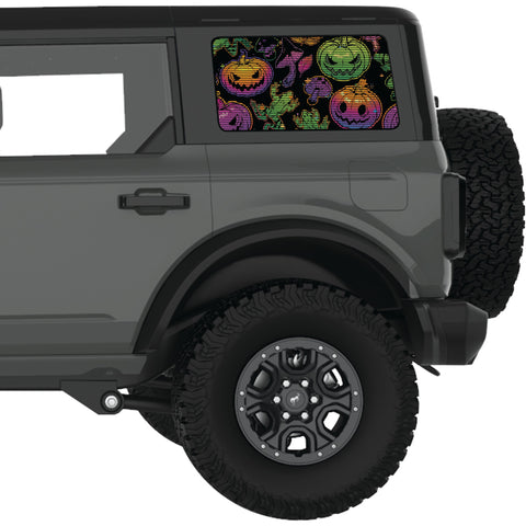BRIGHT COLORFUL PUMPKINS QUARTER WINDOW DECAL FITS 2021+ FORD BRONCO 4 DOOR HARD TOP