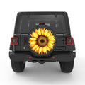 BRIGHT YELLOW SUNFLOWER BLACK CARBON FIBER TIRE COVER