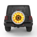 BRIGHT YELLOW SUNFLOWER WHITE TIRE COVER
