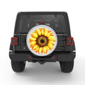 BRIGHT YELLOW SUNFLOWER SILVER CARBON FIBER TIRE COVER