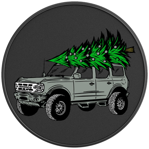 BRONCO CHRISTMAS TREE CACTUS GRAY BLACK CARBON FIBER TIRE COVER