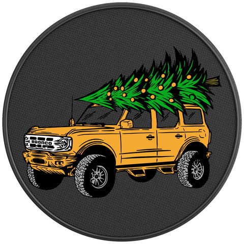 BRONCO CHRISTMAS TREE CYBER ORANGE BLACK CARBON FIBER TIRE COVER