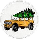 BRONCO CHRISTMAS TREE CYBER ORANGE PEARL  WHITE CARBON FIBER TIRE COVER