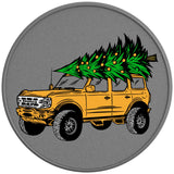 BRONCO CHRISTMAS TREE CYBER ORANGE SILVER CARBON FIBER TIRE COVER