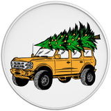 BRONCO CHRISTMAS TREE CYBER ORANGE WHITE TIRE COVER