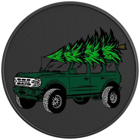 BRONCO CHRISTMAS TREE ERUPTION GREEN BLACK CARBON FIBER TIRE COVER