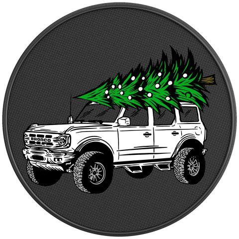 BRONCO CHRISTMAS TREE OXFORD WHITE BLACK CARBON FIBER TIRE COVER