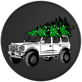BRONCO CHRISTMAS TREE OXFORD WHITE BLACK TIRE COVER