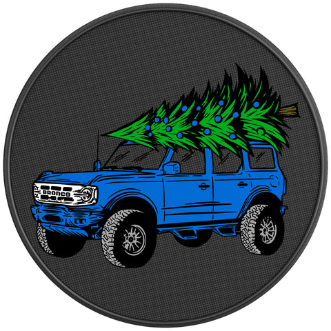 BRONCO CHRISTMAS TREE VELOCITY BLUE BLACK CARBON FIBER TIRE COVER