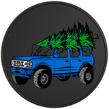 BRONCO CHRISTMAS TREE VELOCITY BLUE BLACK TIRE COVER