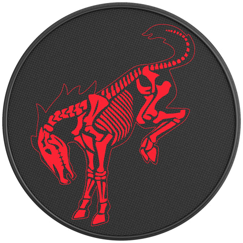 BUCKING BRONCO SKELETON RACE RED BLACK CARBON FIBER TIRE COVER