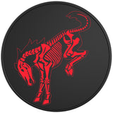 BUCKING BRONCO SKELETON RACE RED BLACK TIRE COVER