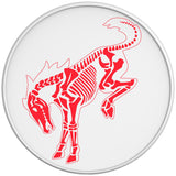 BUCKING BRONCO SKELETON RACE RED WHITE TIRE COVER