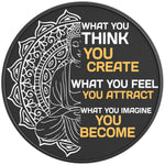 BUDDHA QUOTE BLACK CARBON FIBER TIRE COVER