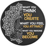 BUDDHA QUOTE BLACK TIRE COVER