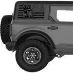 BULL TERRIER US FLAG QUARTER WINDOW DECAL FITS 2021+ FORD BRONCO 4 DOOR HARD TOP