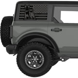 BULL TERRIER US FLAG QUARTER WINDOW DECAL FITS 2021+ FORD BRONCO 4 DOOR HARD TOP
