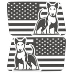 BULL TERRIER US FLAG QUARTER WINDOW DRIVER & PASSENGER DECALS