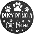 BUSY BEING A CAT MAMA BLACK TIRE COVER