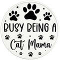 BUSY BEING A CAT MAMA PEARL  WHITE CARBON FIBER TIRE COVER