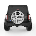 BUSY BEING A CAT MAMA SILVER CARBON FIBER TIRE COVER