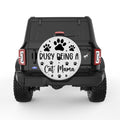 BUSY BEING A CAT MAMA PEARL  WHITE CARBON FIBER TIRE COVER