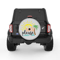 BEACH PLEASE SILVER CARBON FIBER TIRE COVER