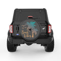 BEACH VIBES PALM TREE BLACK CARBON FIBER TIRE COVER