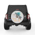BEACH VIBES PALM TREE SILVER CARBON FIBER TIRE COVER