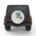 BEACH VIBES PALM TREE SILVER CARBON FIBER TIRE COVER