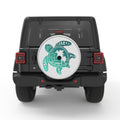 BEACH VIBES SEA TURTLE SILVER CARBON FIBER TIRE COVER