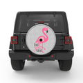 BEAUTIFUL PINK FLAMINGO WHITE TIRE COVER