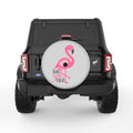 BEAUTIFUL PINK FLAMINGO SILVER CARBON FIBER TIRE COVER