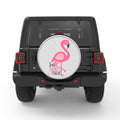 BEAUTIFUL PINK FLAMINGO BLACK TIRE COVER