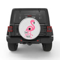 BEAUTIFUL PINK FLAMINGO SILVER CARBON FIBER TIRE COVER